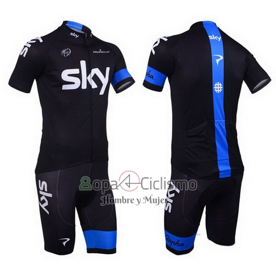 Sky Ropa Ciclismo Culotte Corto 2013 Mangas Cortas Azul y Negro